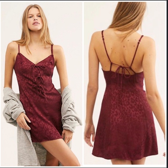 Free People Dresses & Skirts - Free People Intimately Bow-Dacious tie front satin mini dress